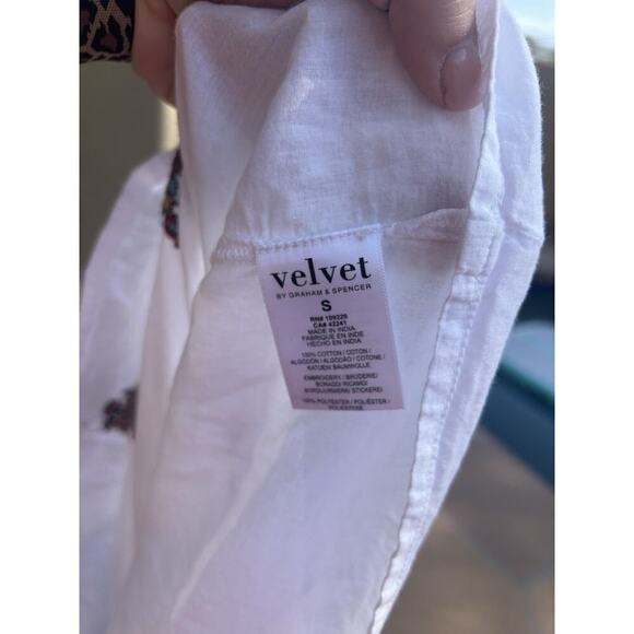 Anthropologie Velvet by Graham & Spencer Embroidered Top, Sz Small, Boho - Picture 5 of 5